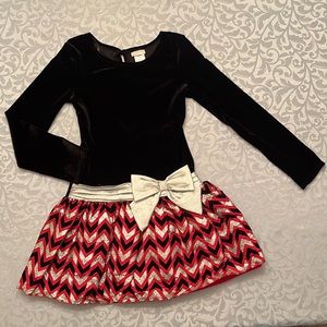 Girls Dress Size 6X Black, Red, and Silver